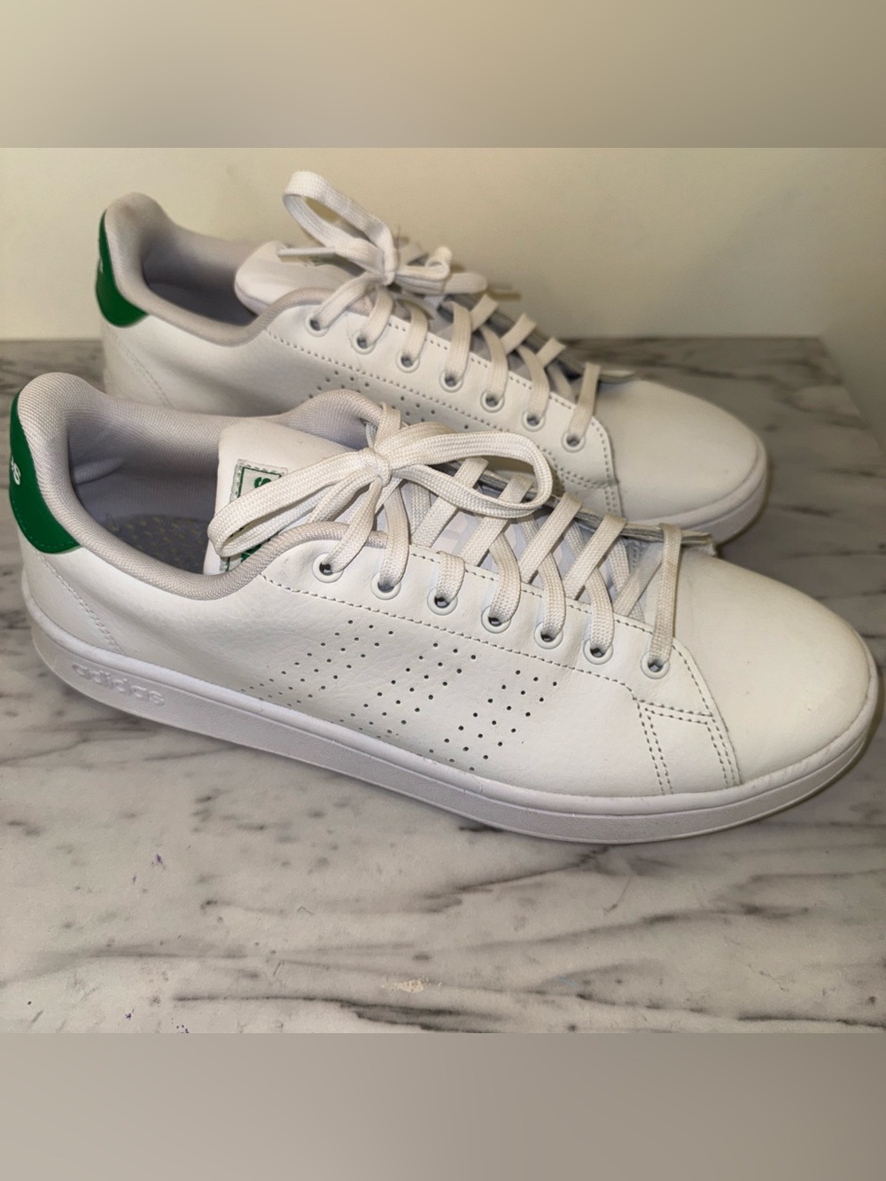 Adidas Advantage Cloudfoam White Green Sneakers Men’s Sz 11